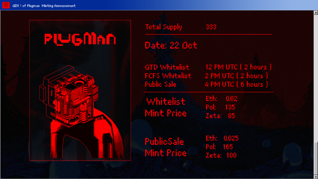 ZetaChain首个NFT项目PlugMan将于10月22日开启第一代发售
